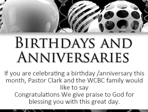 Birthdays and Anniversaries